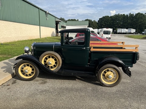 Classic vehicle staged beside the Atlanta's Best Packaging warehouse