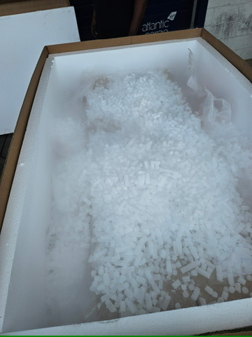 Bin of dry ice pellets at Atlanta's Best Packaging