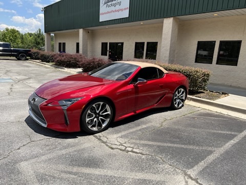 Red sports car staged at Atlanta's Best Packaging